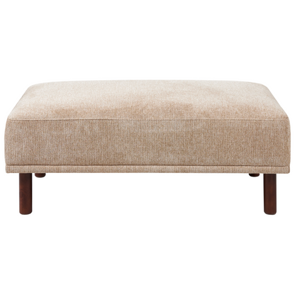Beige Water-Repellent Ottoman Footstool With Wooden Legs