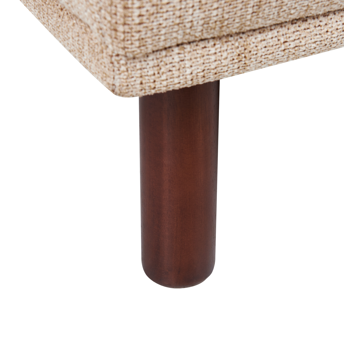 Beige Water-Repellent Ottoman Footstool With Wooden Legs