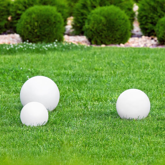 Solar Outdoor LED Ball Lamps Set Of 3 White IP67 Waterproof