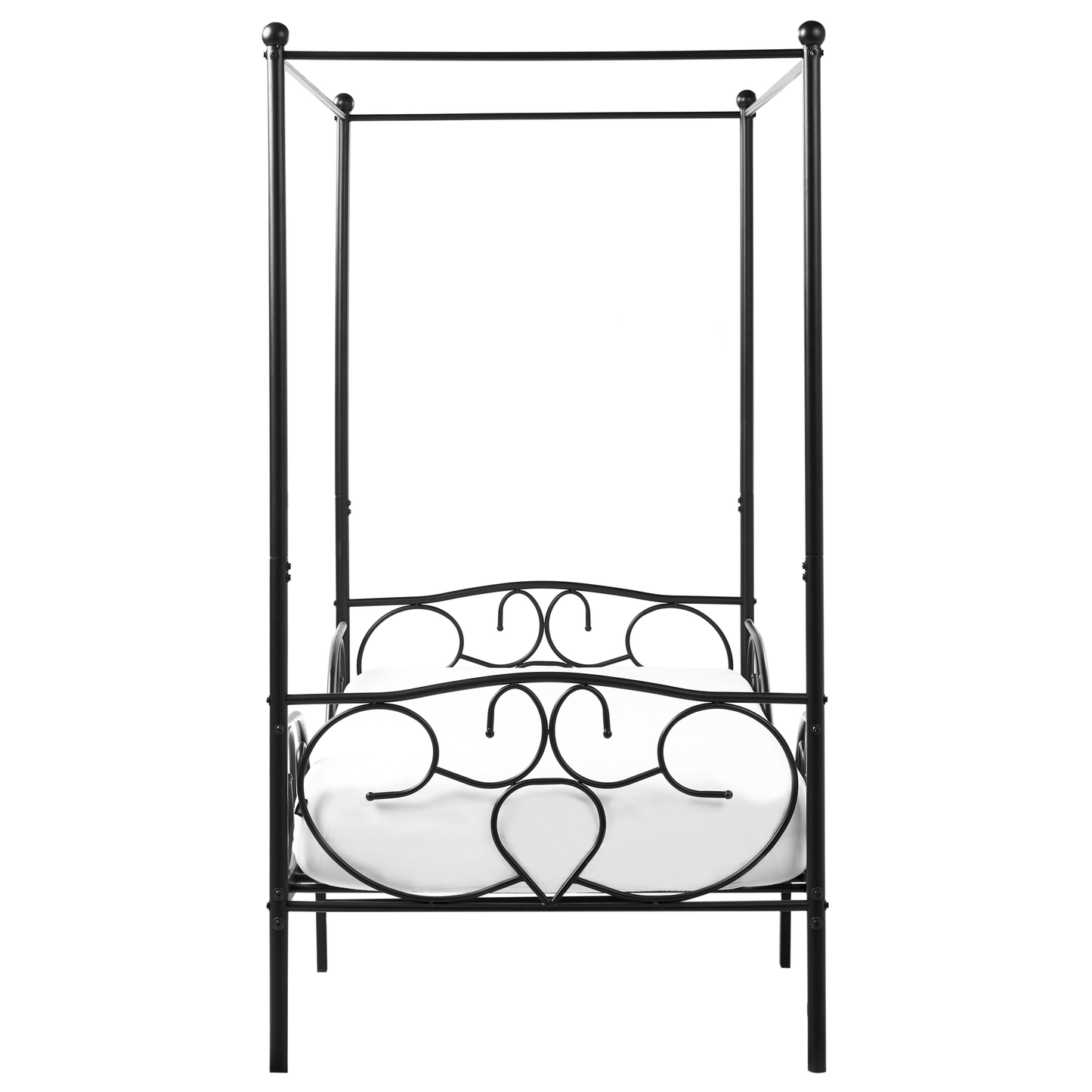 Canopy Bed Frame Black Metal 90 x 200 EU Single Retro