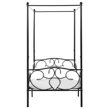 Canopy Bed Frame Black Metal 90 x 200 EU Single Retro