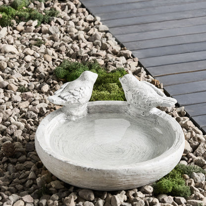 Bird Bath Grey Water Feeder For Birds Outdoor Decorative Accent