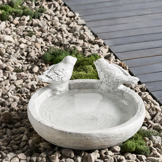 Bird Bath Grey Water Feeder For Birds Outdoor Decorative Accent