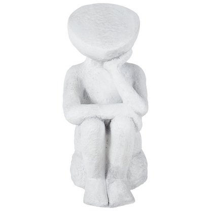Decor Grey Figurine Contemplative Pose Indoor Outdoor Accent Piece For Garden And Living Room