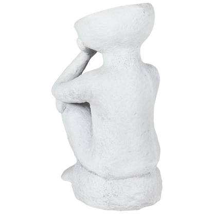 Decor Grey Figurine Contemplative Pose Indoor Outdoor Accent Piece For Garden And Living Room