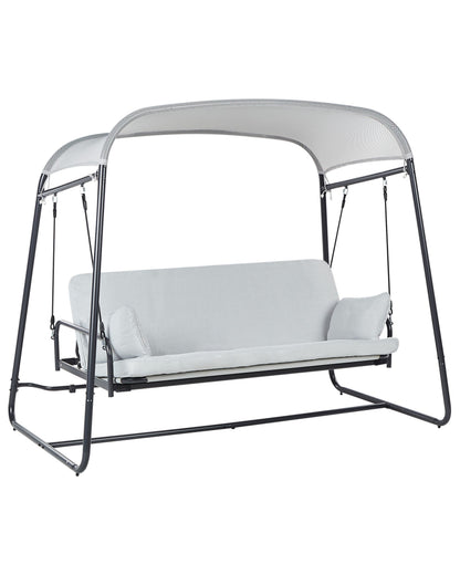 Patio Swing Light Grey Mesh 3 Seater Water Repellent