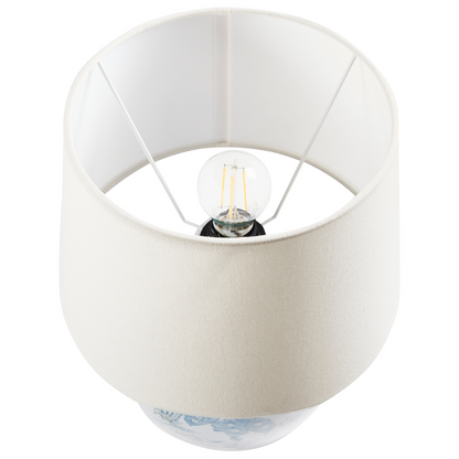 Hand Painted Blue White Porcelain Table Lamp Linen Shade