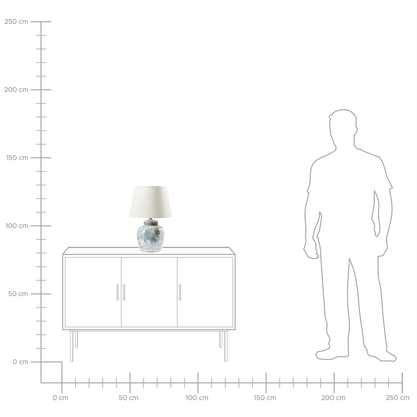 Hand Painted Blue White Porcelain Table Lamp Linen Shade