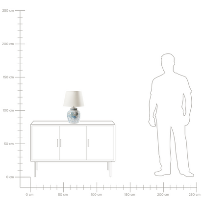 Hand Painted Blue White Porcelain Table Lamp Linen Shade