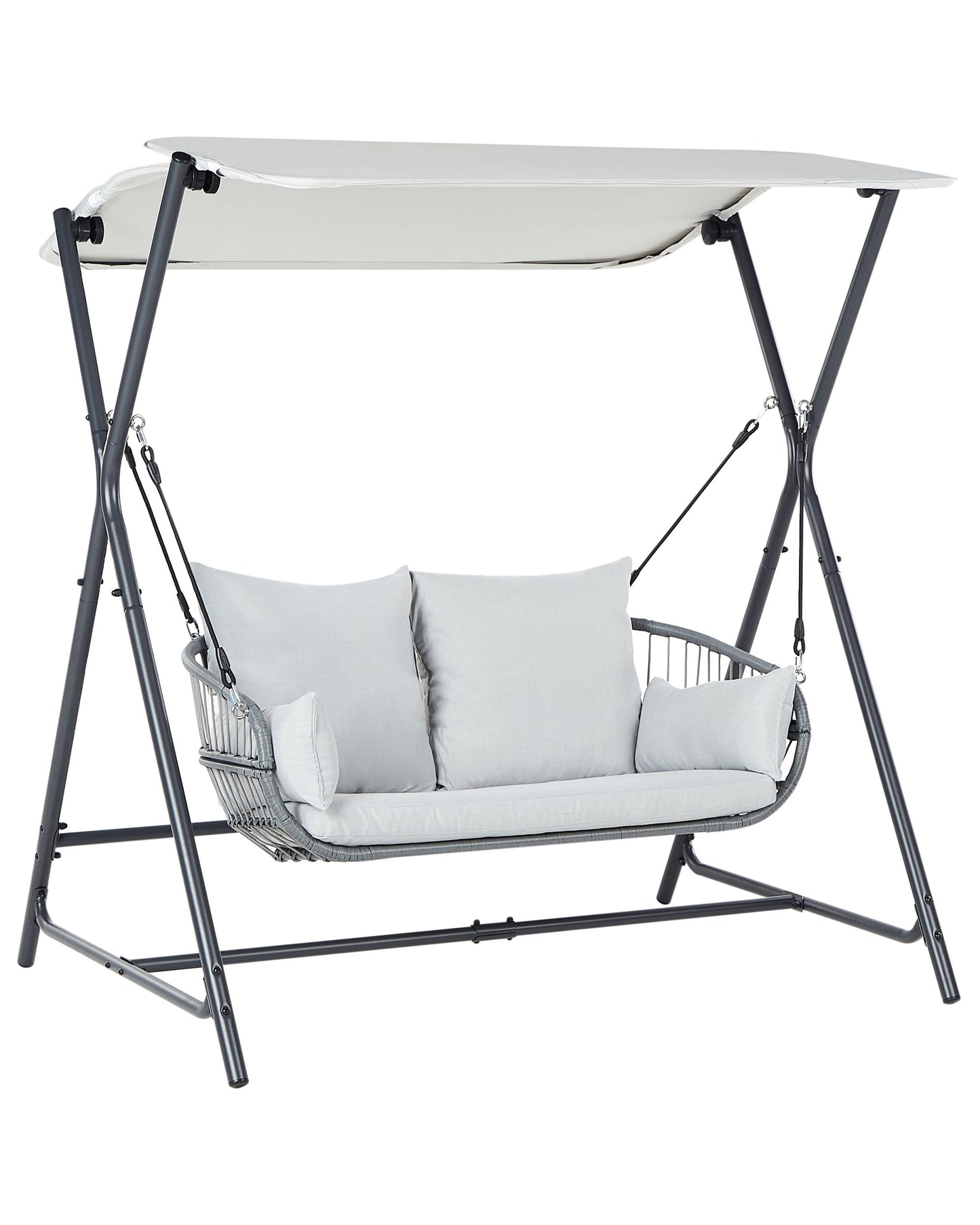 Patio Swing Light Grey Steel Frame 2 Seater