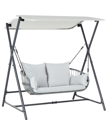 Patio Swing Light Grey Steel Frame 2 Seater