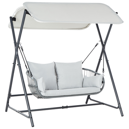 Patio Swing Light Grey Steel Frame 2 Seater