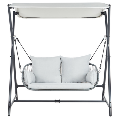 Patio Swing Light Grey Steel Frame 2 Seater