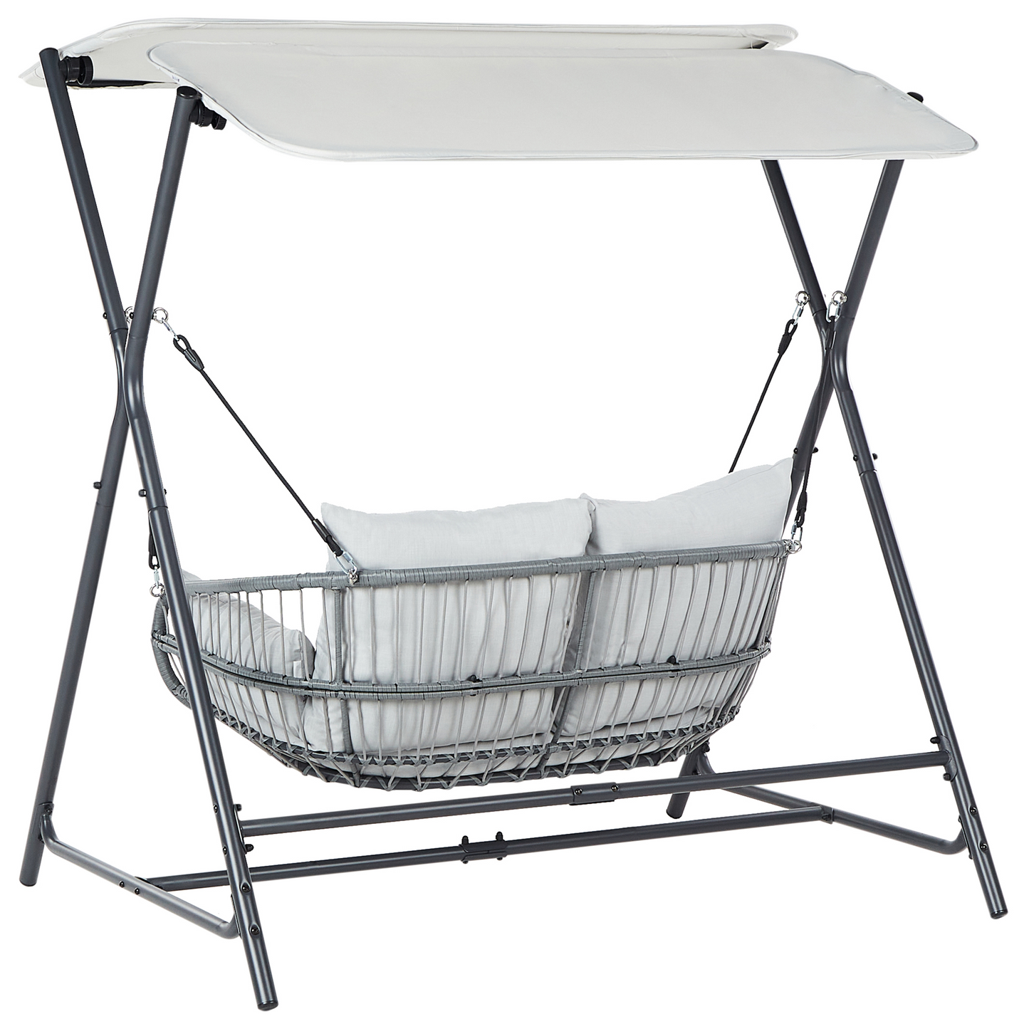 Patio Swing Light Grey Steel Frame 2 Seater