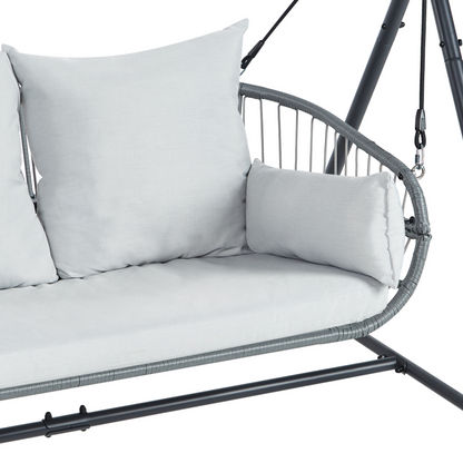 Patio Swing Light Grey Steel Frame 2 Seater