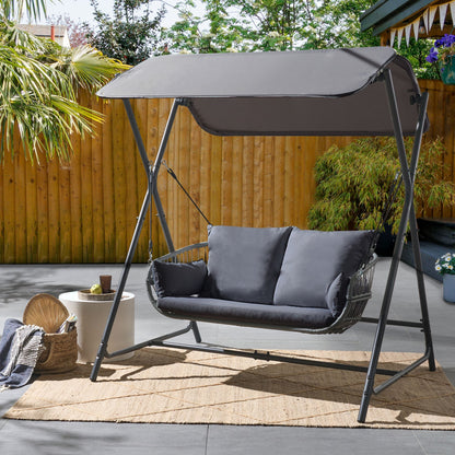 Patio Swing 2 Seater Dark Grey Steel Frame Water Repellent