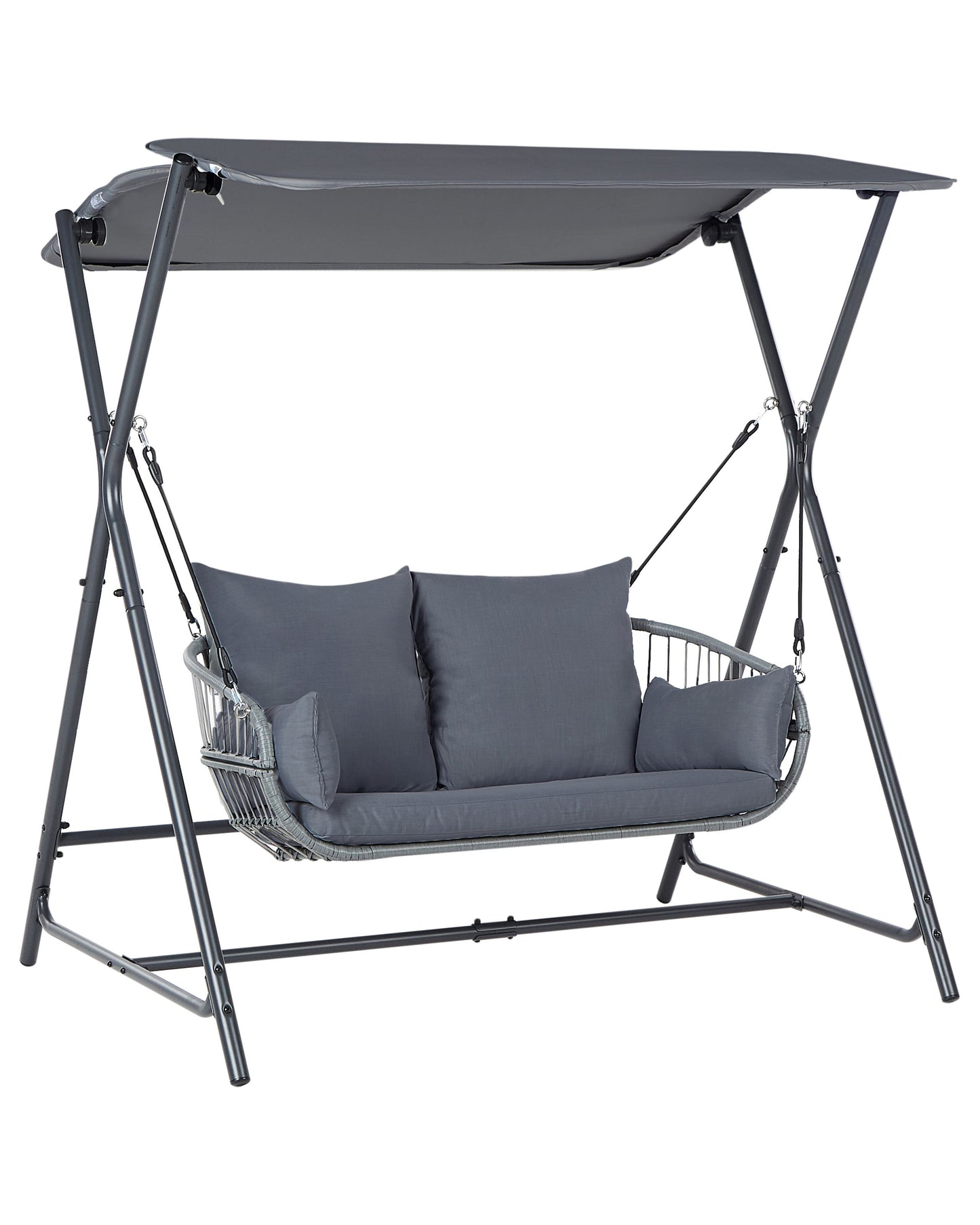 Patio Swing 2 Seater Dark Grey Steel Frame Water Repellent