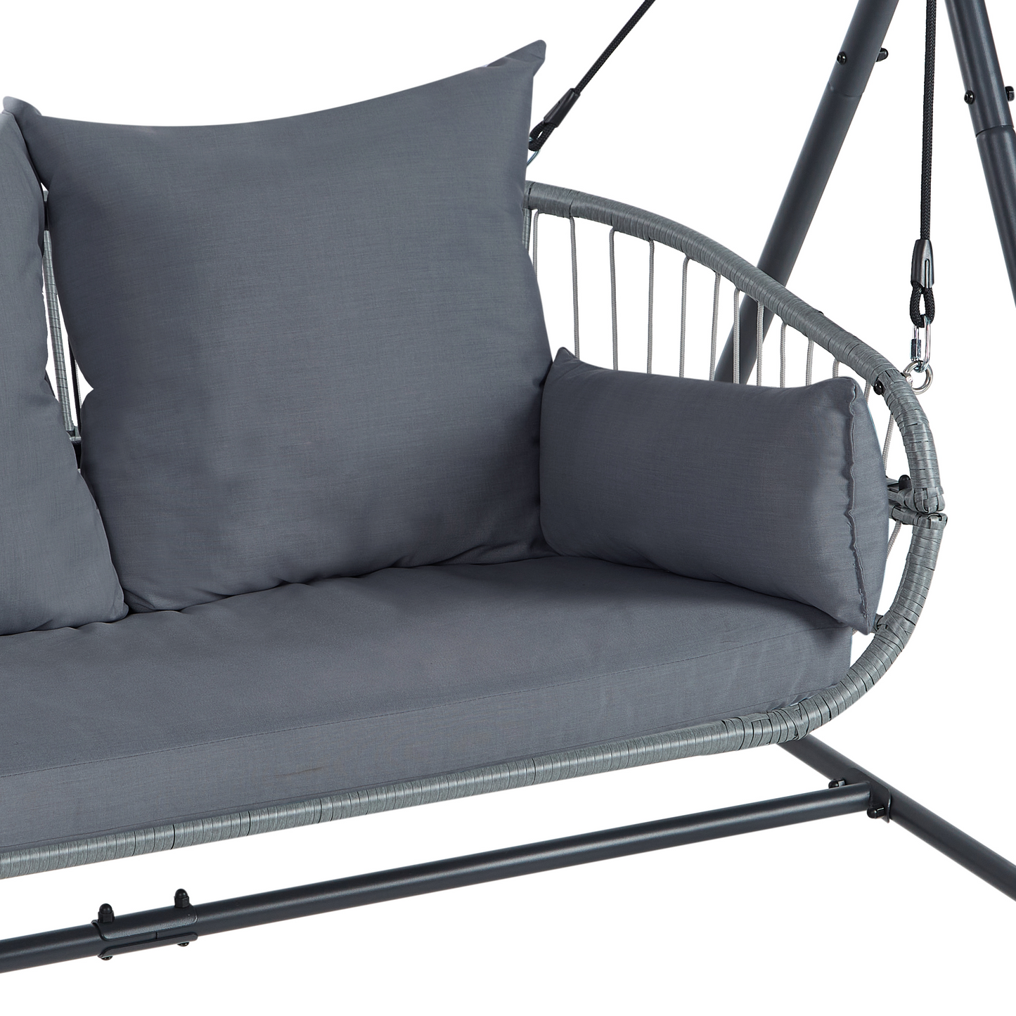 Patio Swing 2 Seater Dark Grey Steel Frame Water Repellent