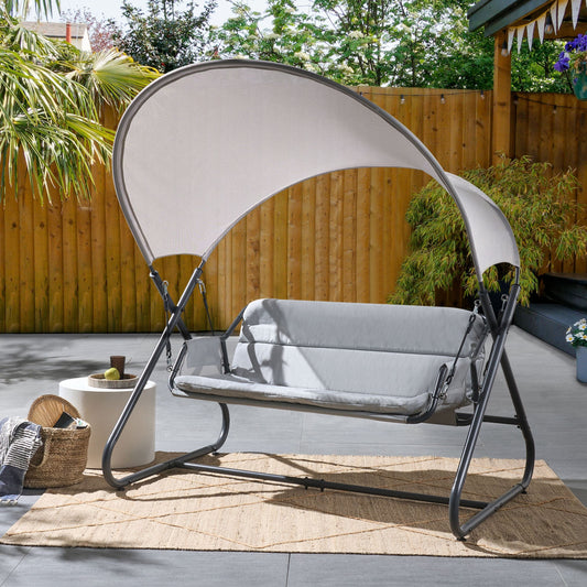 Veranda Patio Swing 2 Seater Light Grey Steel Frame Water-Repellent
