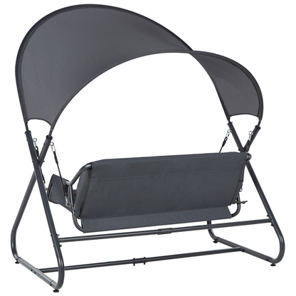 Outsunny Patio Swing 2 Seater Dark Grey Steel Frame Water-Repellent