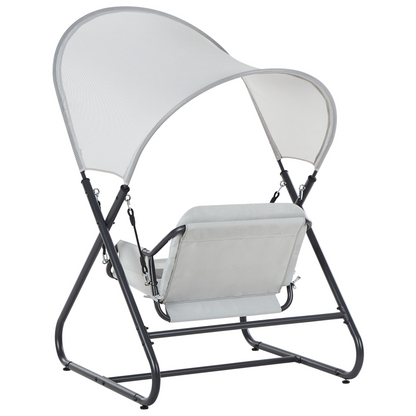 Patio Swing Light Grey Steel Frame 1 Seater