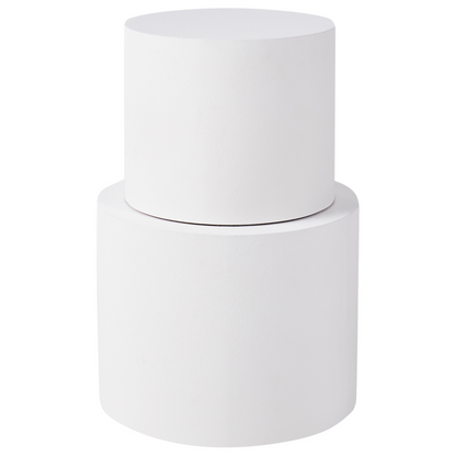 Set Of 2 Round Coffee Tables White Tops Small And Medium