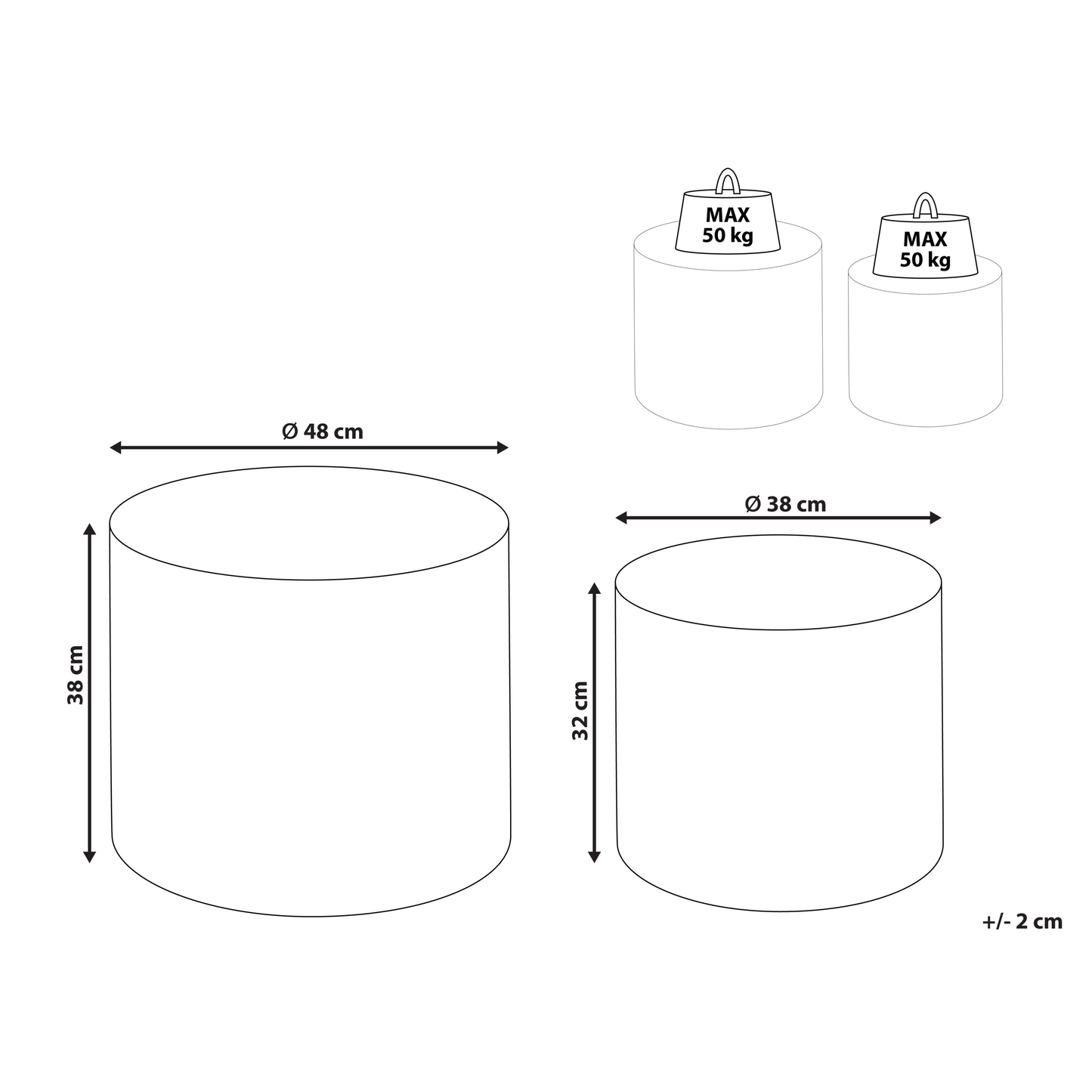 Set Of 2 Round Coffee Tables White Tops Small And Medium