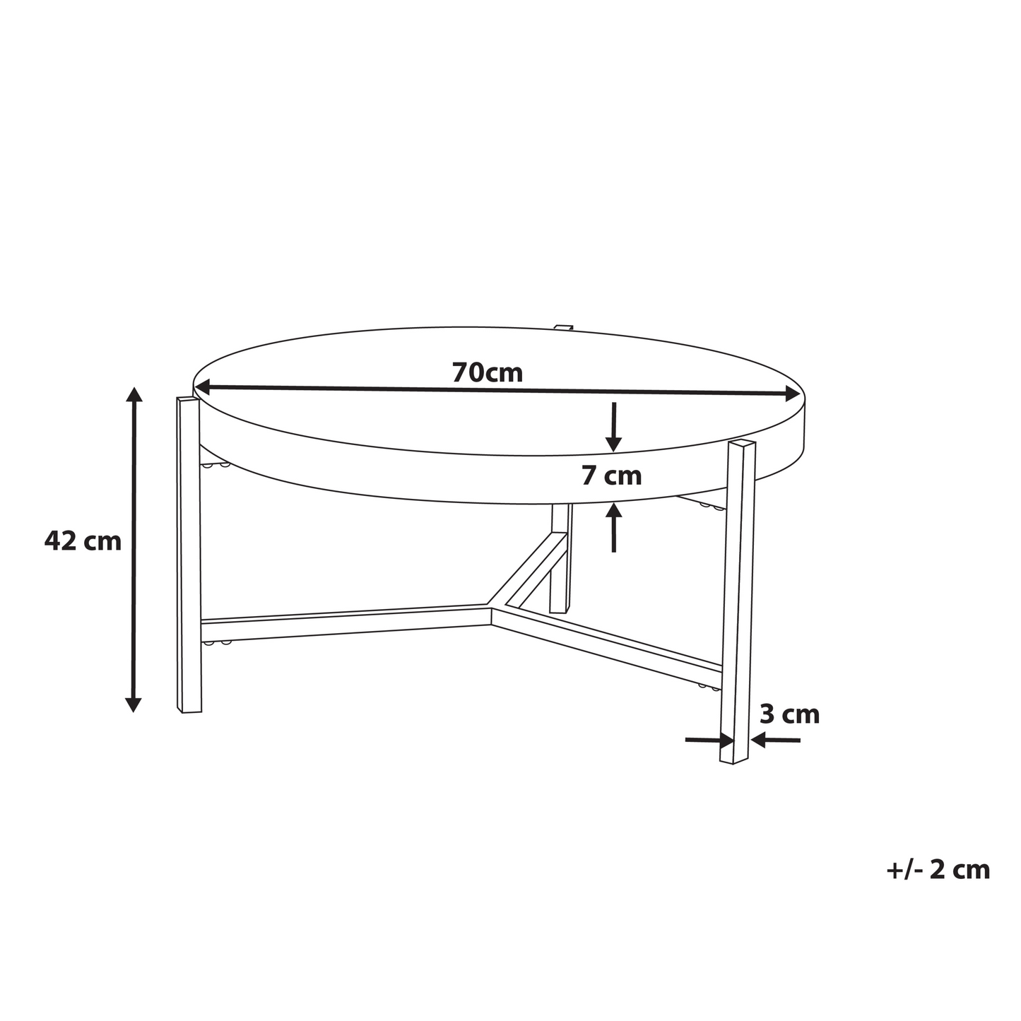 Industrial Round Coffee Table 70cm With Grey Concrete Effect Top And Black Metal Legs