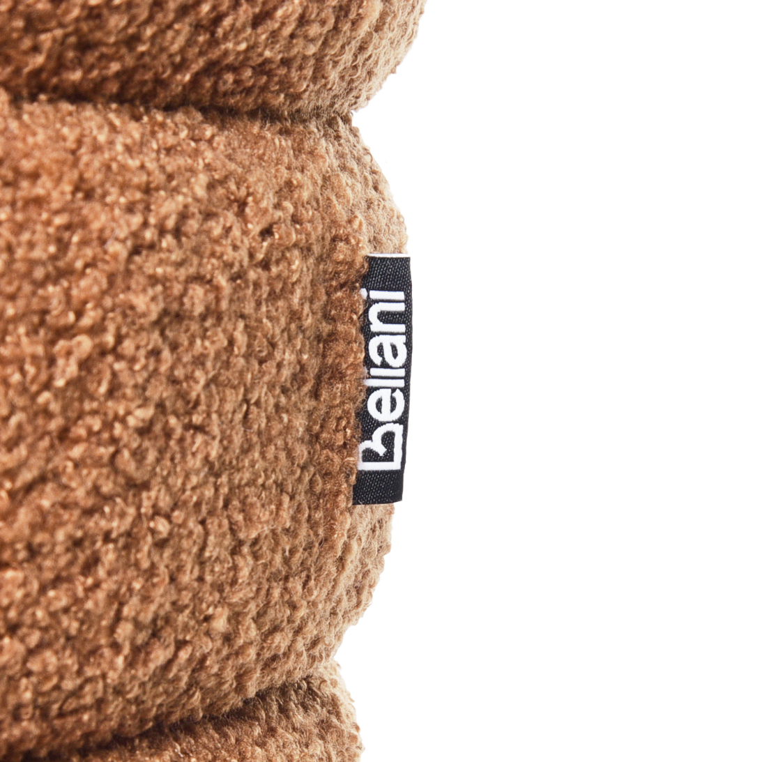 Pouffe Golden Brown Boucle Teddy Upholstery Footstool With Pine Wood Legs
