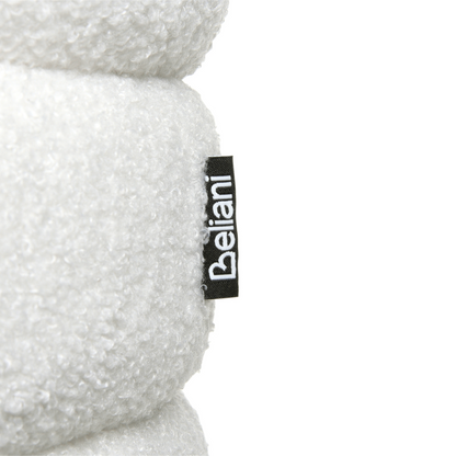 Pouffe Teddy Boucle Off White With Pine Wood Legs Footstool