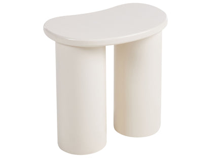 Living Kidney Shaped Side Table White Tabletop Double Base