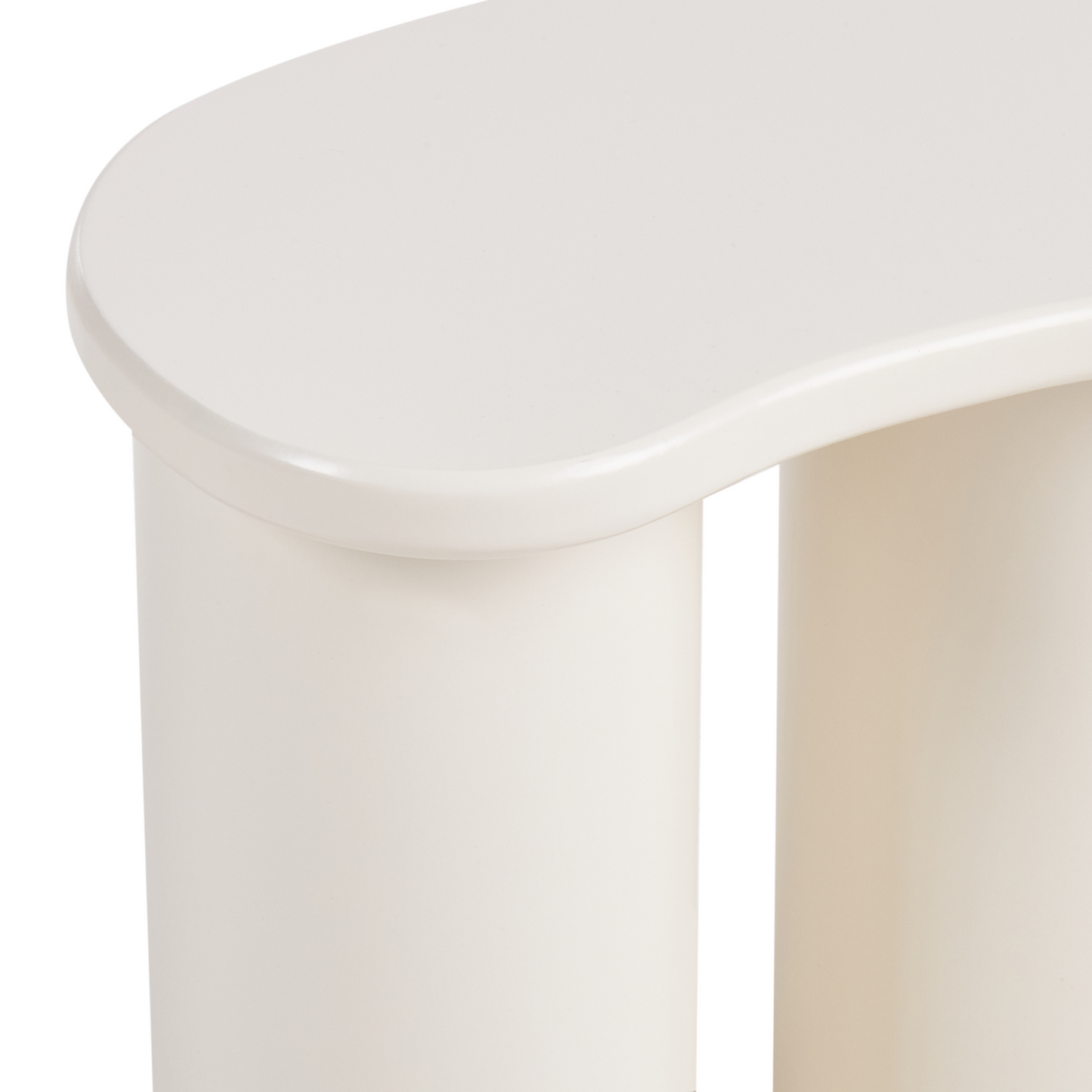 Living Kidney Shaped Side Table White Tabletop Double Base