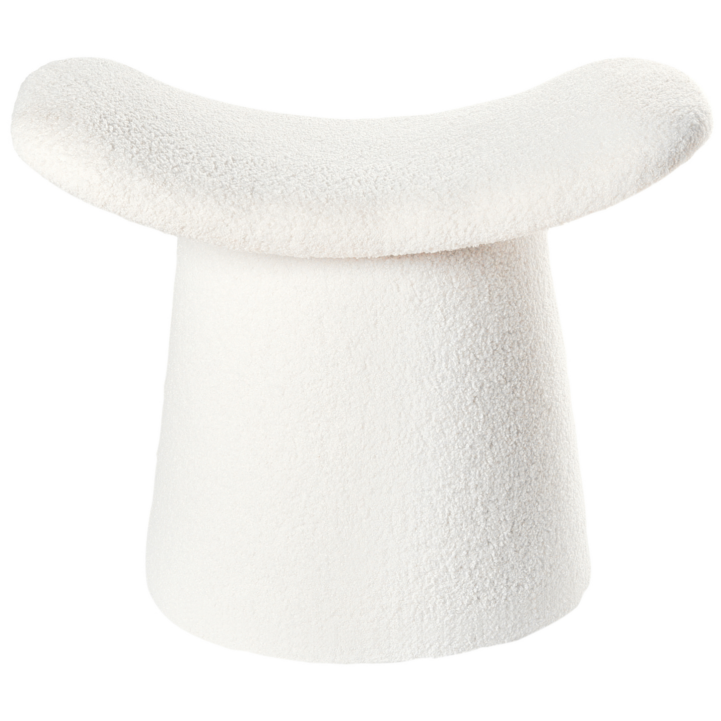 Pouffe Off White Boucle Teddy Upholstered Footstool With Foam Filling For Living Room