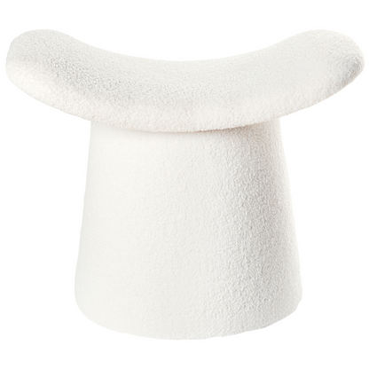 Pouffe Off White Boucle Teddy Upholstered Footstool With Foam Filling For Living Room