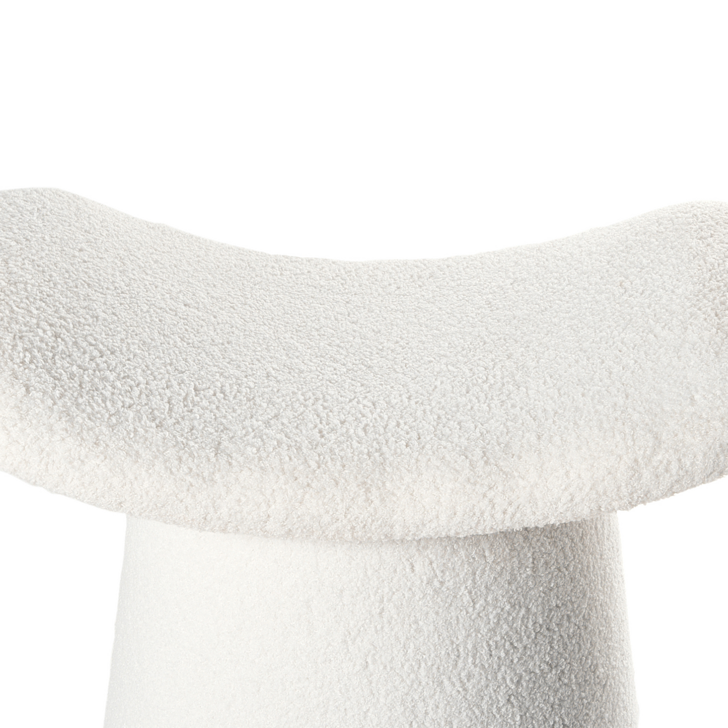 Pouffe Off White Boucle Teddy Upholstered Footstool With Foam Filling For Living Room