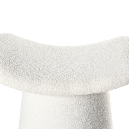Pouffe Off White Boucle Teddy Upholstered Footstool With Foam Filling For Living Room