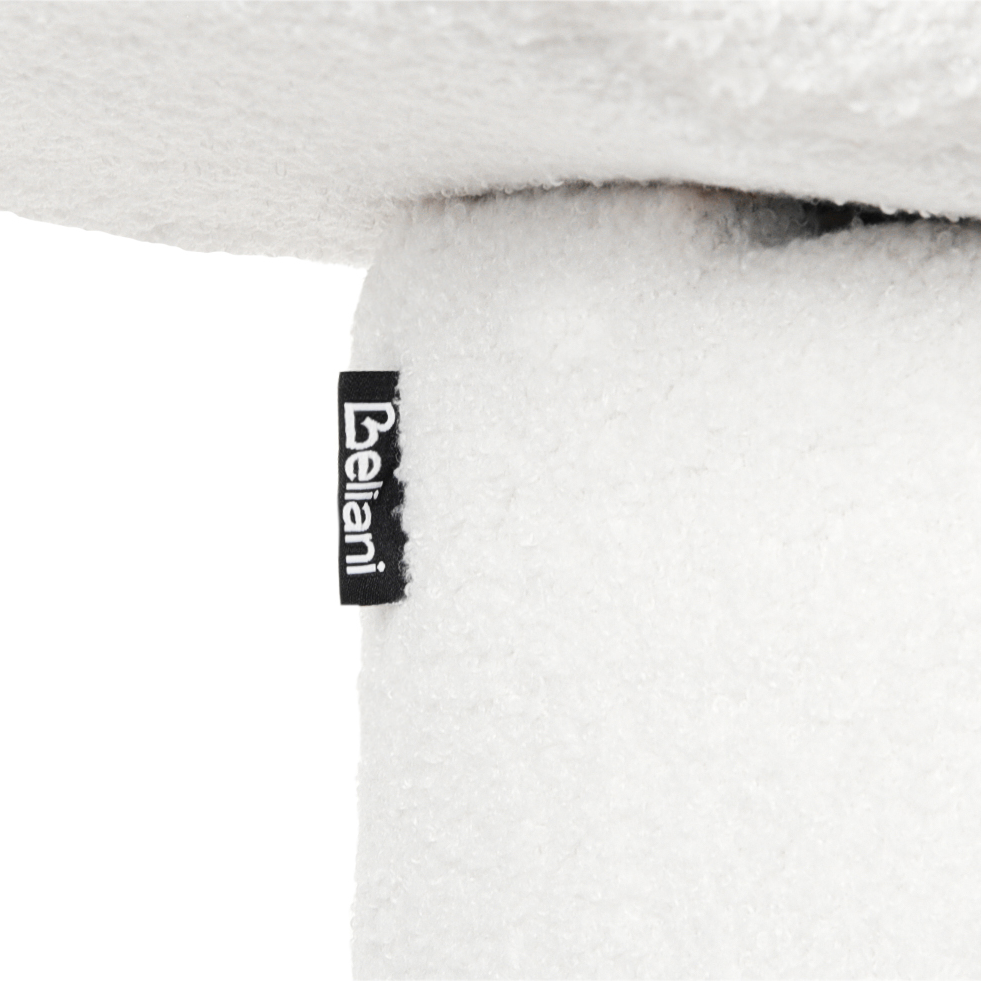 Pouffe Off White Boucle Teddy Upholstered Footstool With Foam Filling For Living Room
