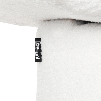 Pouffe Off White Boucle Teddy Upholstered Footstool With Foam Filling For Living Room