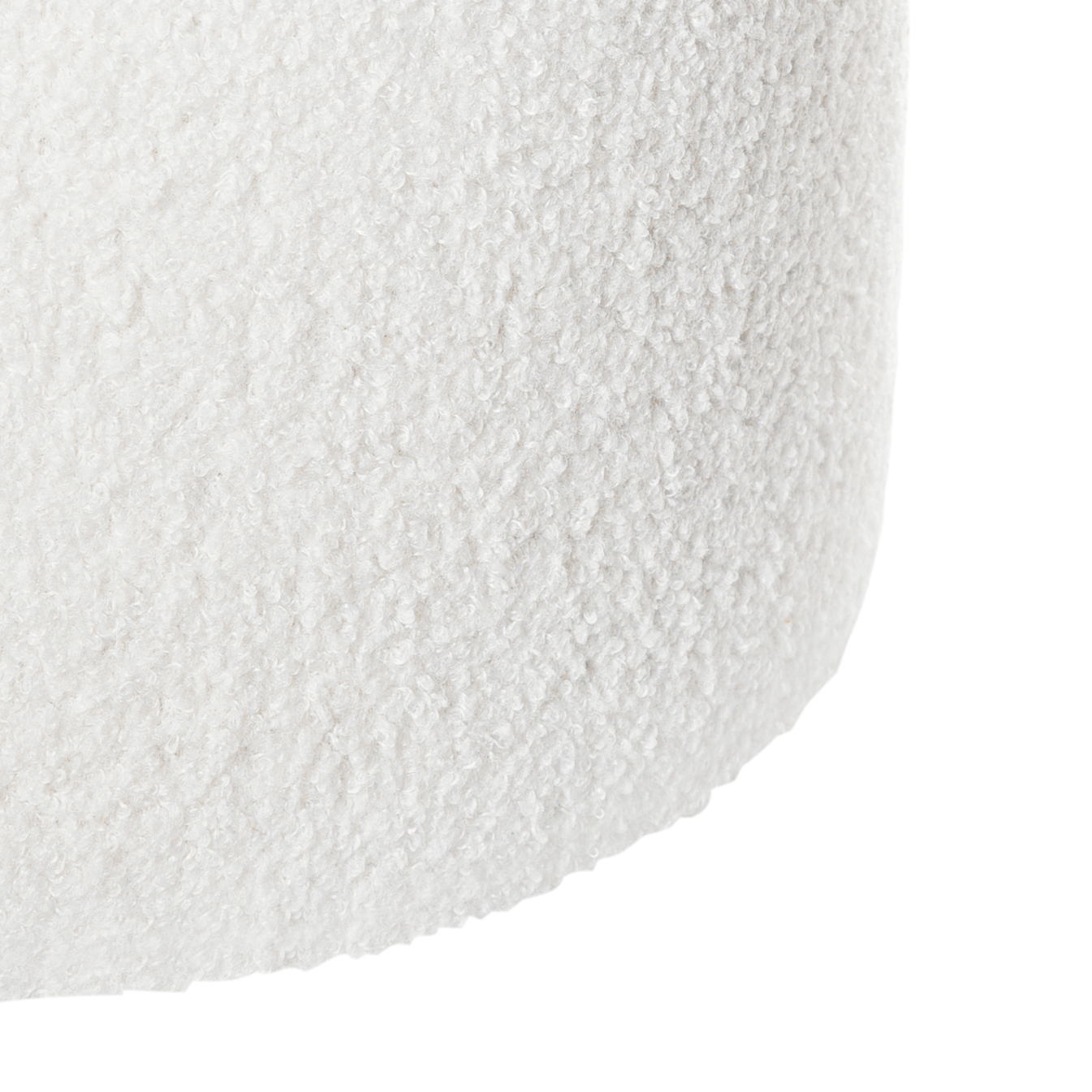 Pouffe Off White Boucle Teddy Upholstered Footstool With Foam Filling For Living Room