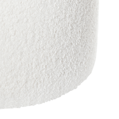 Pouffe Off White Boucle Teddy Upholstered Footstool With Foam Filling For Living Room