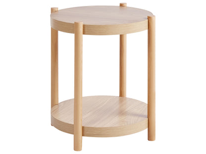 Side Table Round Light Brown Two Shelf Storage