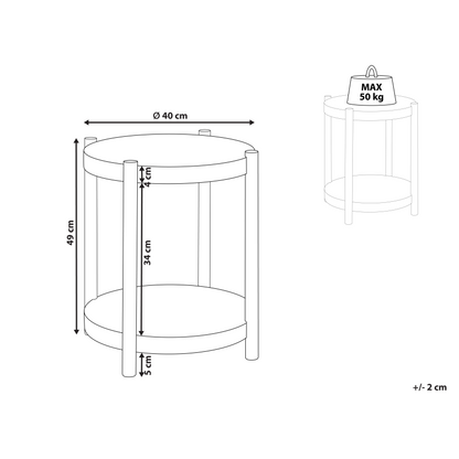 Side Table Round Light Brown Two Shelf Storage