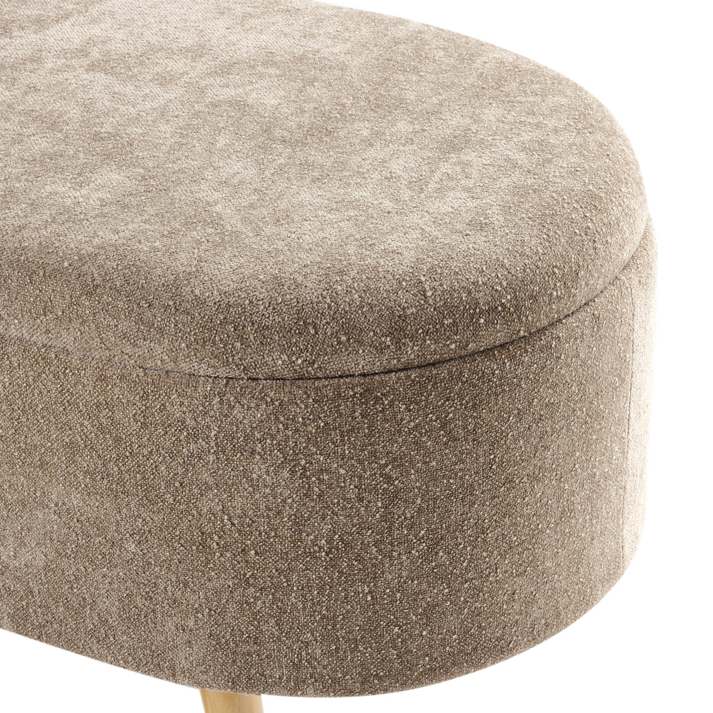 Storage Bench Light Brown Chenille With Pine Wood Legs