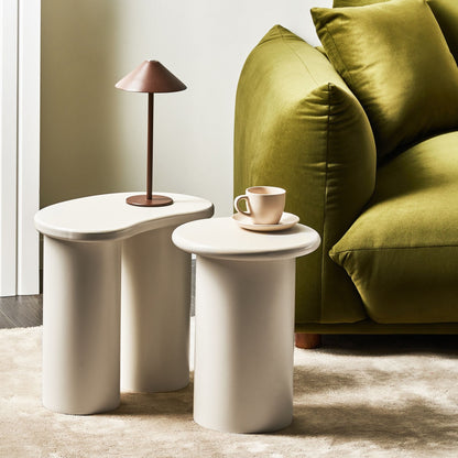 Sculptural Round White Side Table Small Living Room