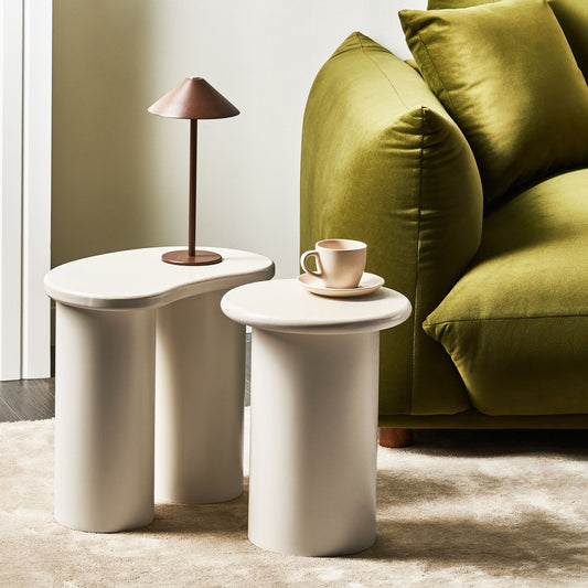 Sculptural Round White Side Table Small Living Room
