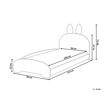Bunny Boucle Upholstered Bed Frame With Ear Headboard 3ft EU Single Beige Off White