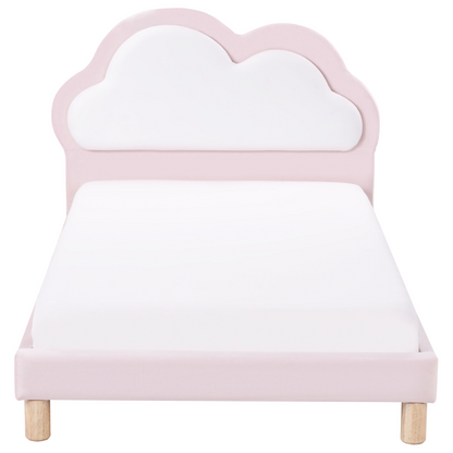Bed 3ft EU Single Pink And White Velvet Headboard