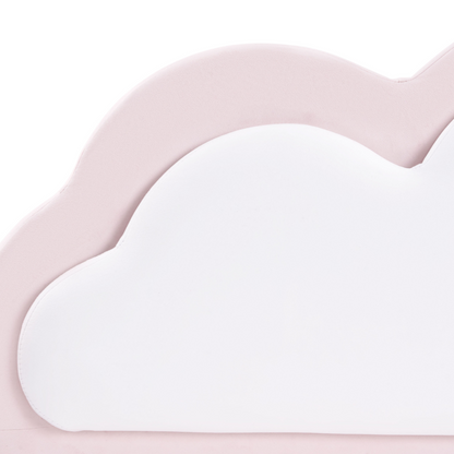 Bed 3ft EU Single Pink And White Velvet Headboard