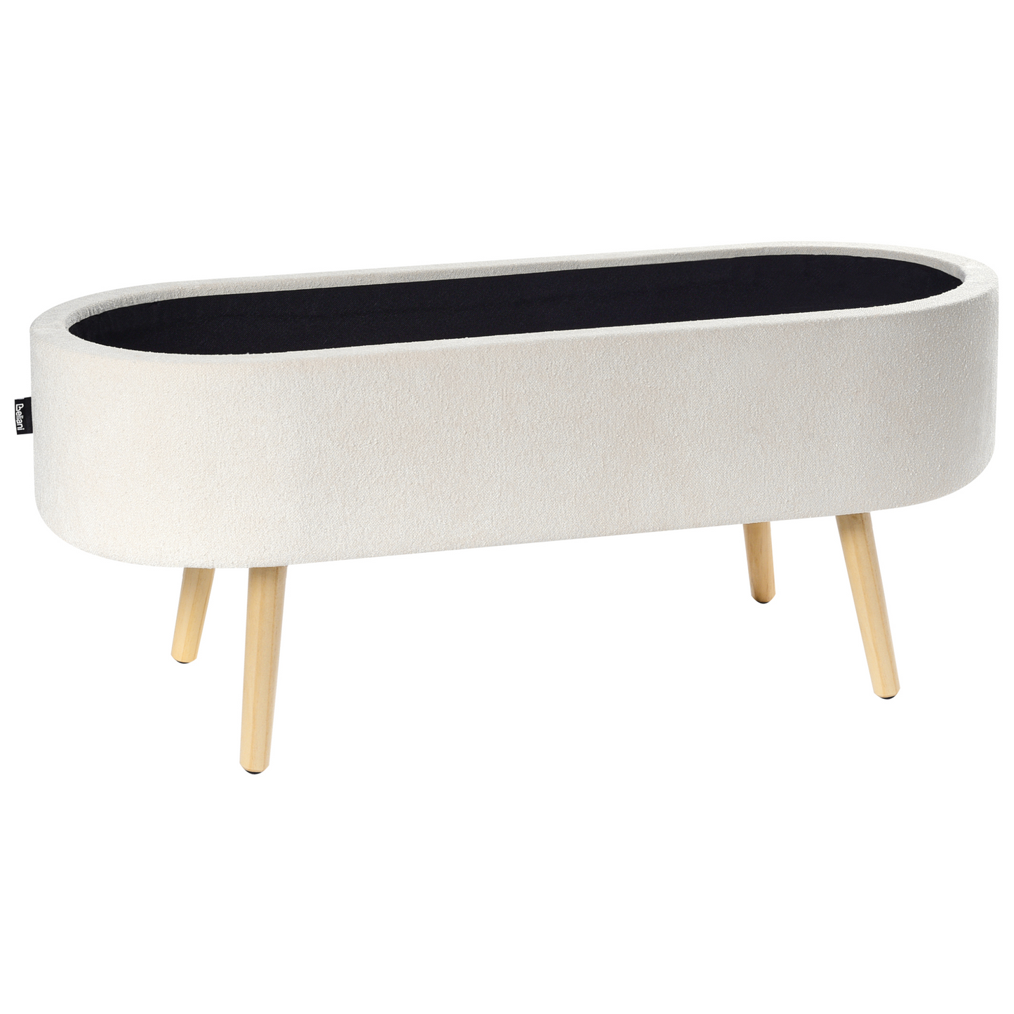 Storage Bench With Upholstered Seat Wooden Legs