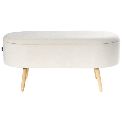 Storage Bench With Upholstered Seat Wooden Legs